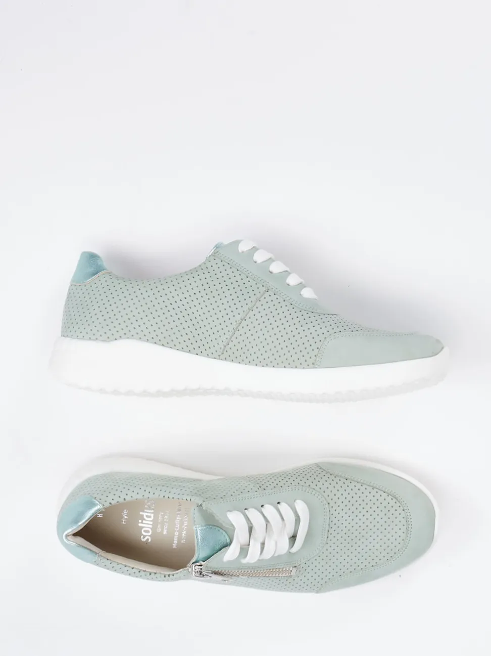 Solidus – Komfort-Sneaker aus Nubukleder salbeigrün