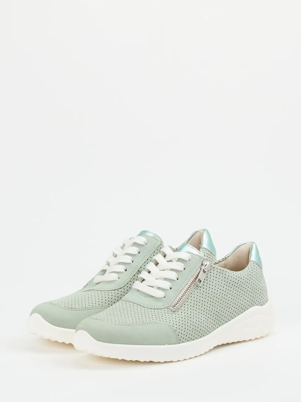 Solidus – Komfort-Sneaker aus Nubukleder salbeigrün