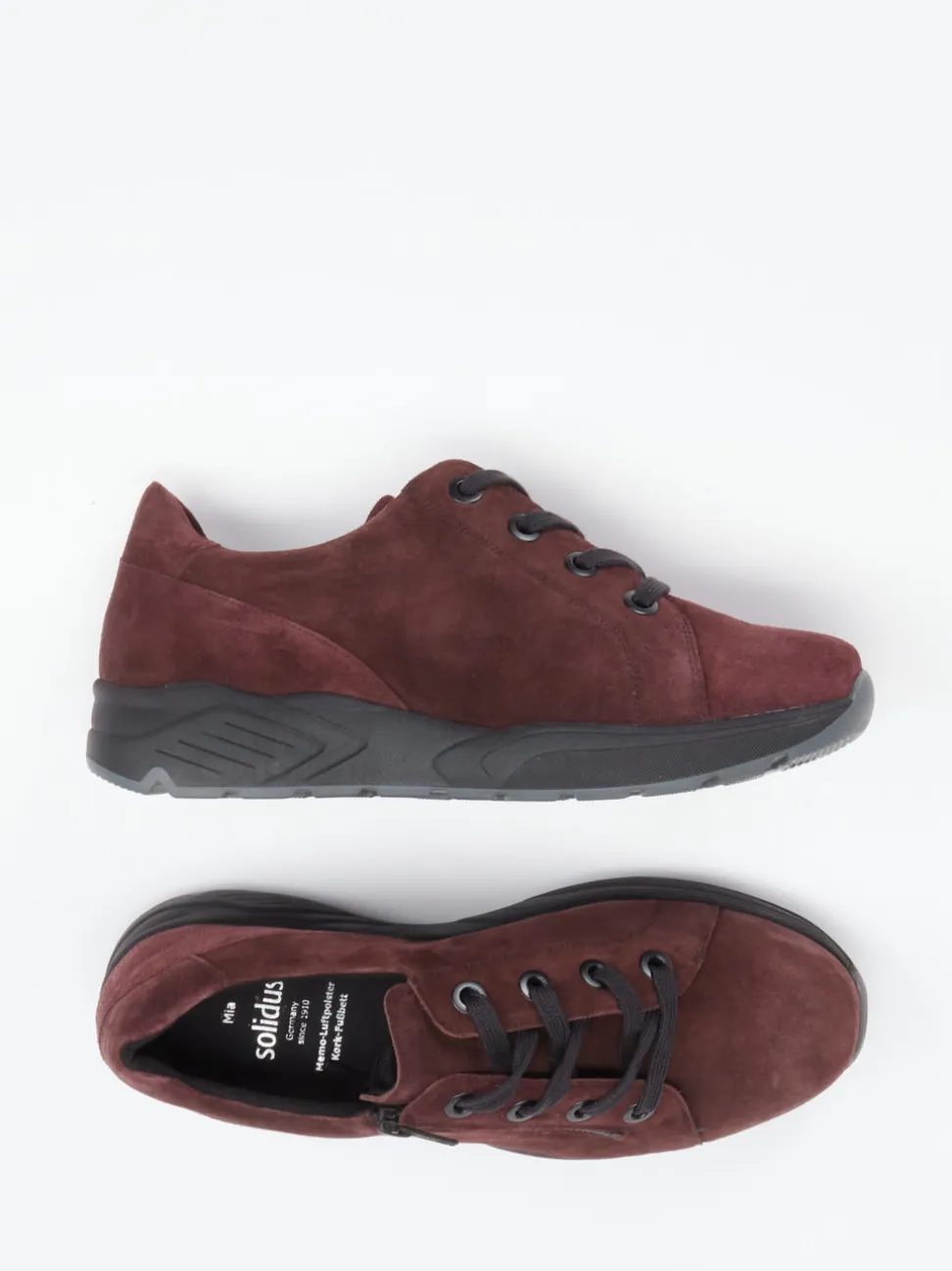 Solidus – Komfort-Sneaker aus Veloursleder bordeaux