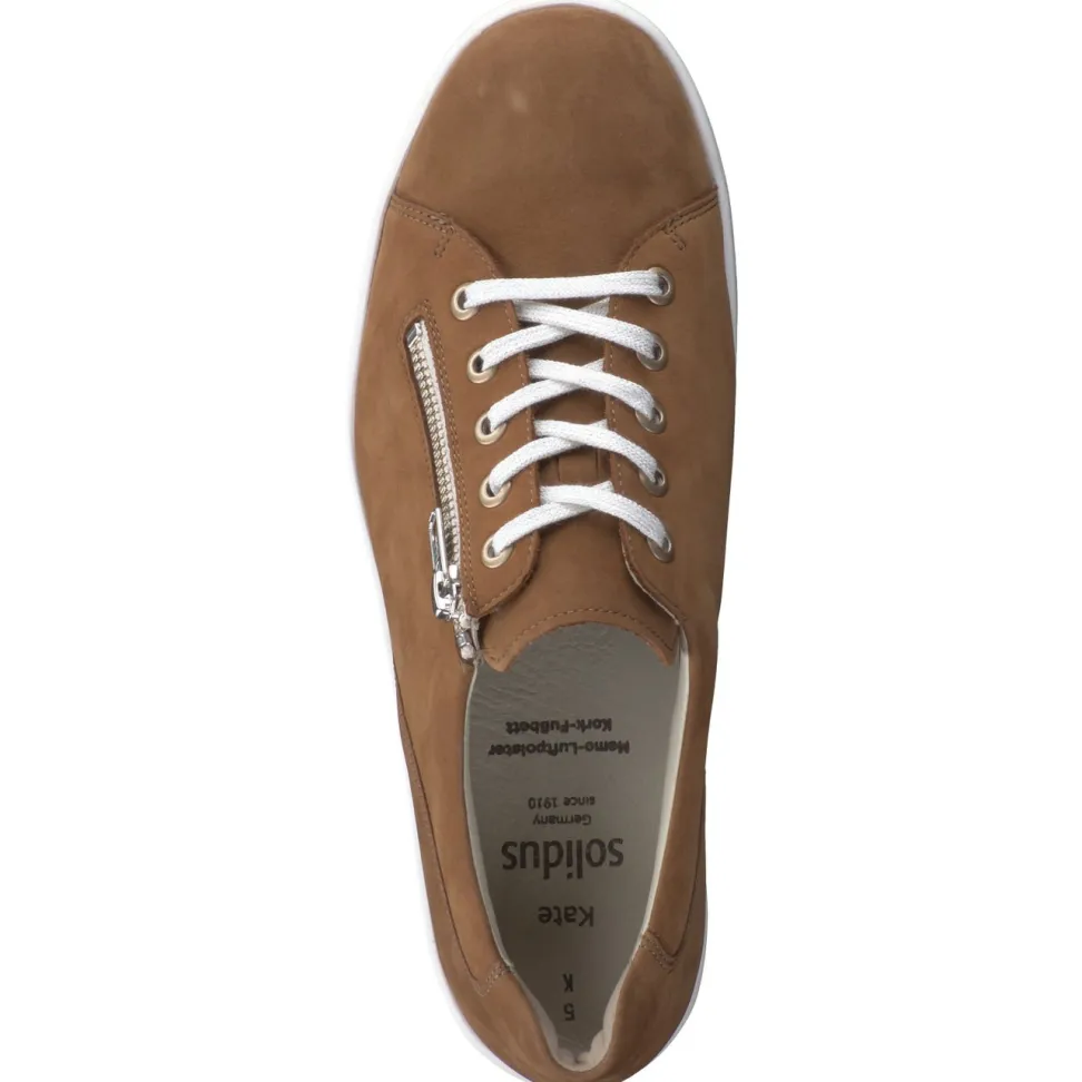 Solidus – Komfort-Sneaker aus Nubukleder cognacbraun