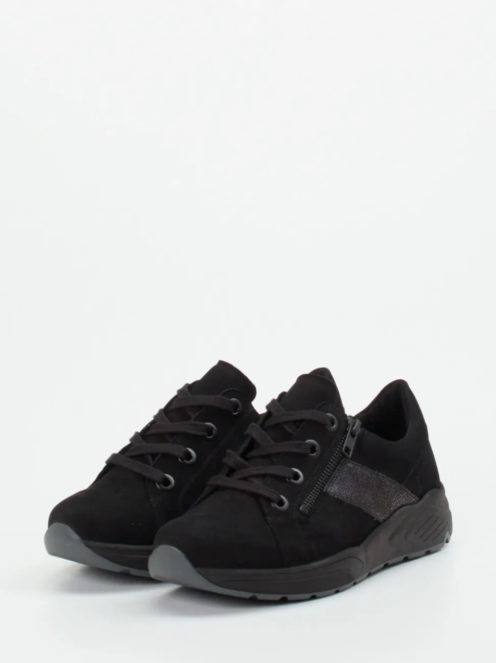 Solidus – Komfort-Sneaker aus Veloursleder schwarz