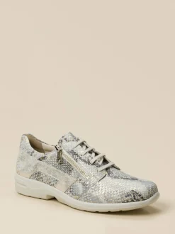 Solidus – Komfort-Sneaker aus Reptilleder silbergrau