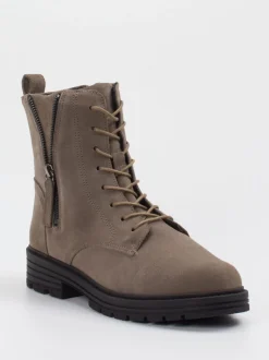 Solidus – Schnürstiefelette aus Veloursleder steingrau
