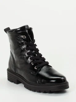 Solidus – Schnürstiefelette aus Lackleder Schwarz