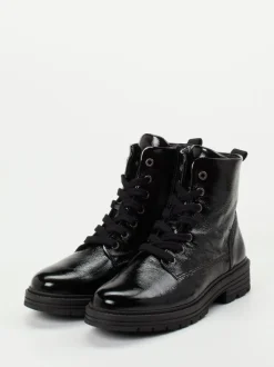 Solidus – Schnürstiefelette aus Lackleder Schwarz