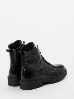 Solidus – Schnürstiefelette aus Lackleder Schwarz