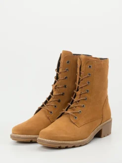 Solidus – Schnürstiefeletten aus Veloursleder cognac