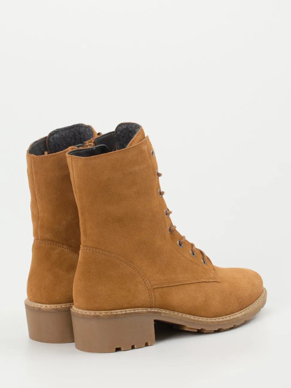 Solidus – Schnürstiefeletten aus Veloursleder cognac