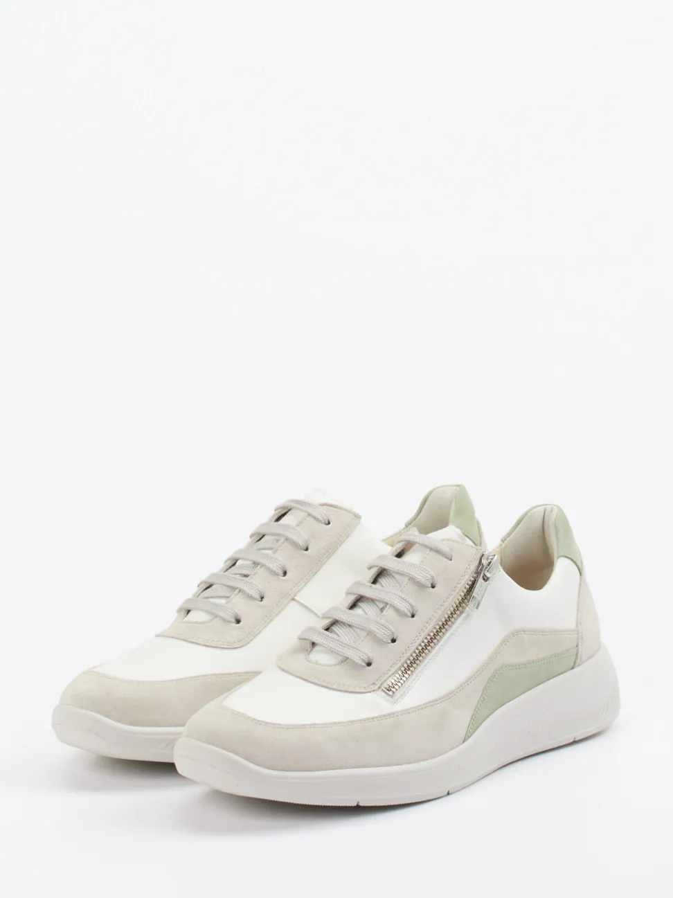Solidus – Sneaker aus Velours- und Glattleder Offwhite