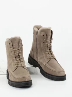 Solidus – Stiefelette aus Veloursleder taupe