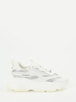 Steve Madden – Chunky Sneaker aus Metallicleder weiß