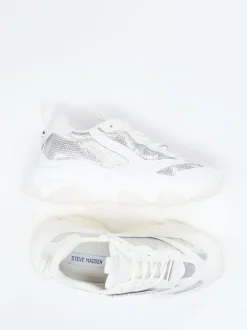 Steve Madden – Chunky Sneaker aus Metallicleder weiß