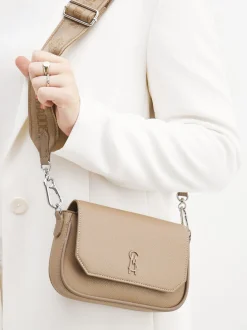 Steve Madden – Crossbody Bag aus Leder in Taupe