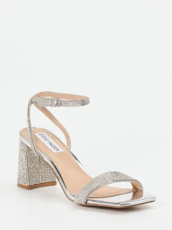 Steve Madden – High Heel Sandalette aus Metallicleder silber