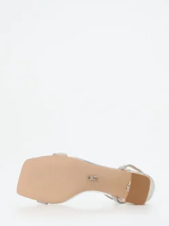 Steve Madden – High Heel Sandalette aus Metallicleder silber