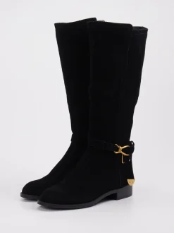 Steve Madden – Kniehohe Stiefel aus Veloursleder schwarz