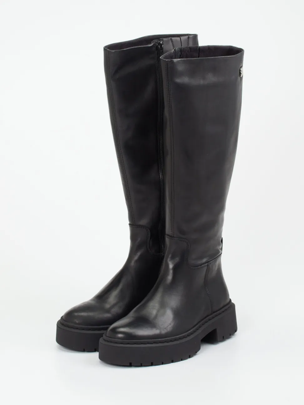 Steve Madden – Kniehohe Stiefel aus Glattleder Schwarz