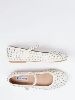 Steve Madden – Mary Jane Ballerinas aus Lederimitat cremeweiß
