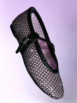 Steve Madden – Mary Jane Flats aus Netzspitze Schwarz