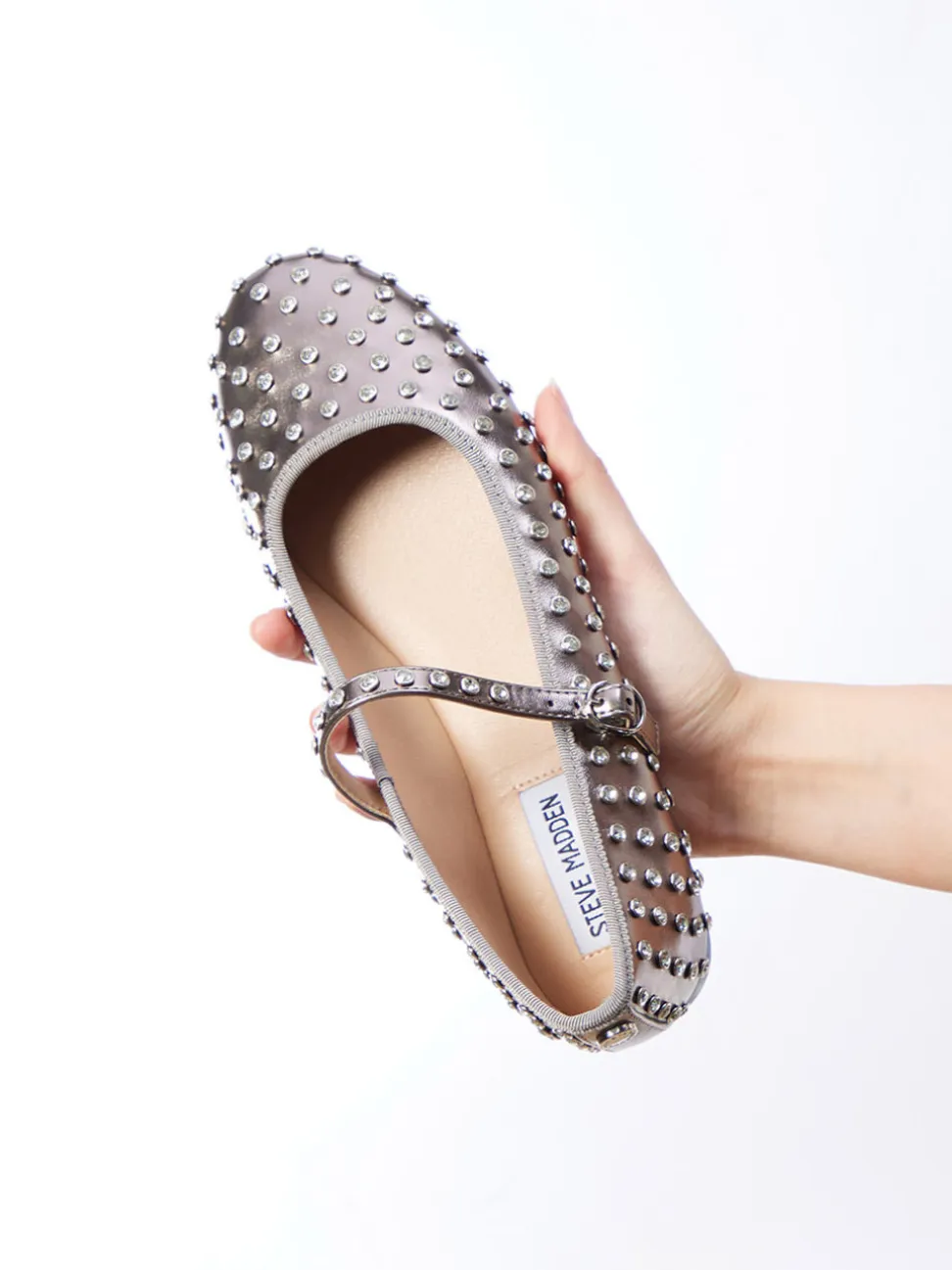 Steve Madden – Mary Janes aus Lederimitat Metallic-Taupe