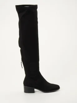 Steve Madden – Overknee-Stiefel aus Stretchvelours Schwarz