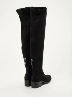 Steve Madden – Overknee-Stiefel aus Stretchvelours Schwarz
