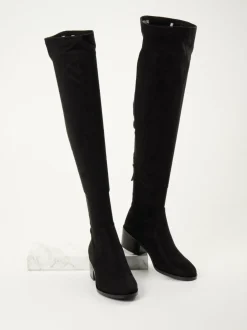 Steve Madden – Overknee-Stiefel aus Stretchvelours Schwarz