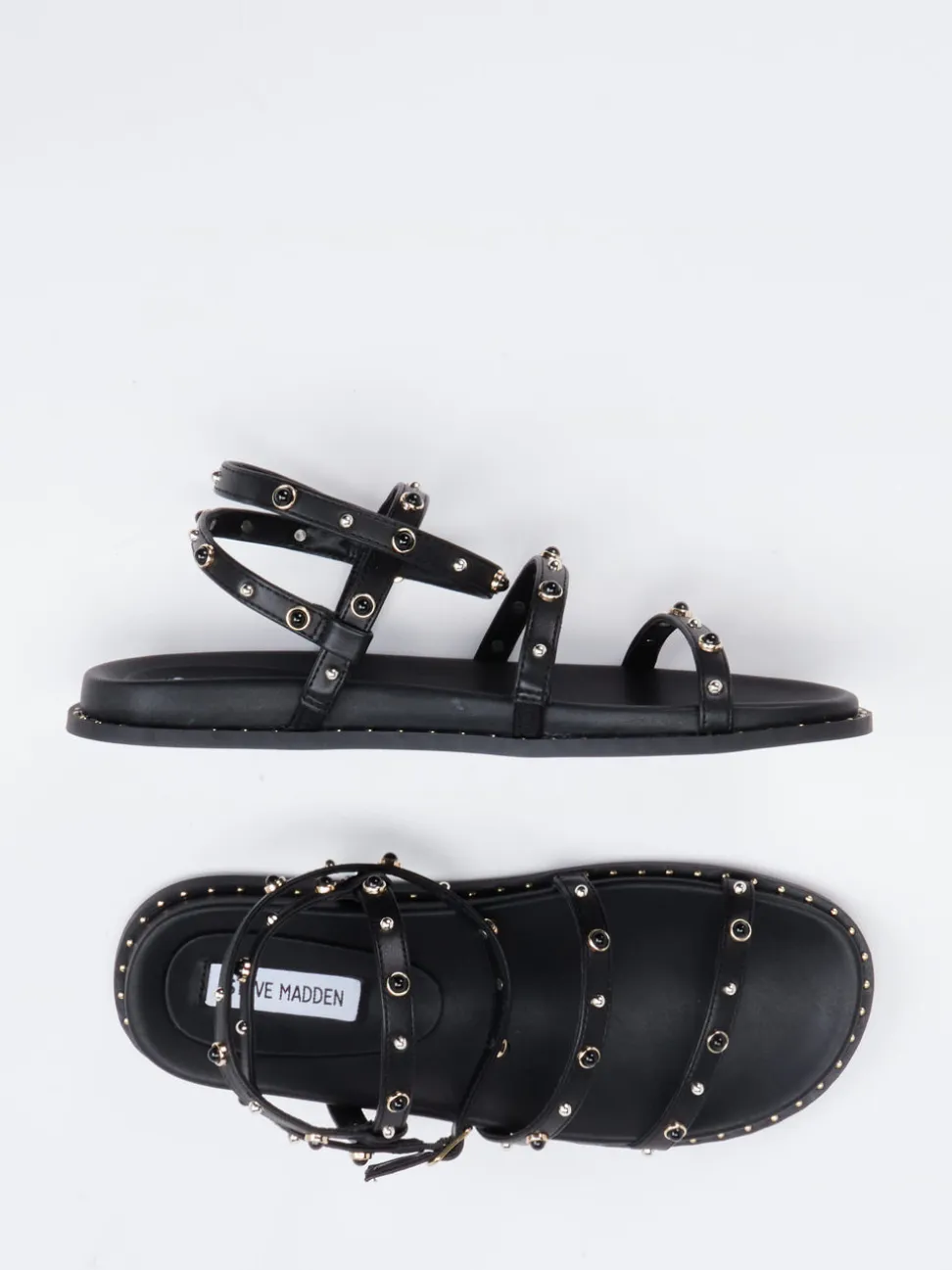 Steve Madden – Riemchensandale aus Lederimitat Schwarz