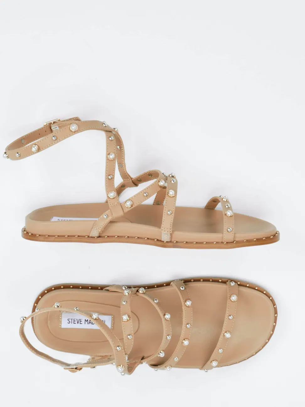 Steve Madden – Riemchensandale aus Lederimitat Beige