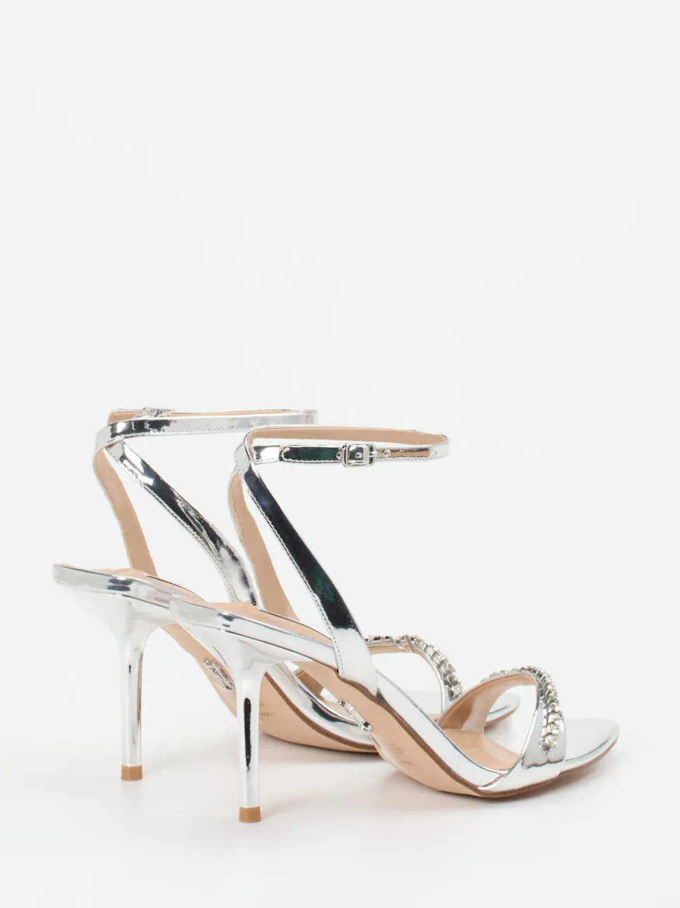 Steve Madden – Riemchensandale aus Metallicleder silber