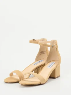 Steve Madden – Sandalen aus Veloursleder in Beige