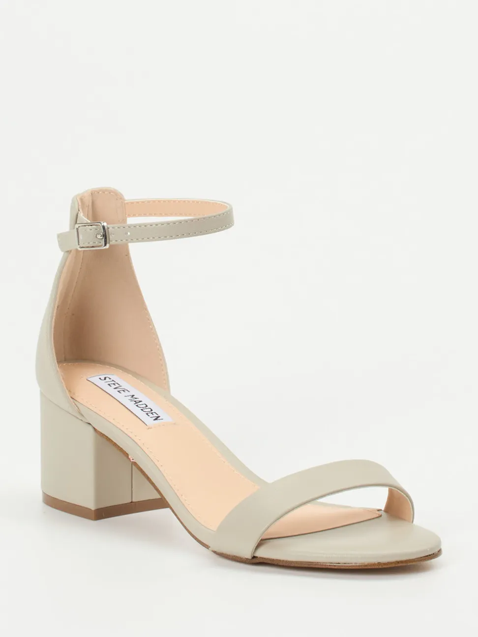 Steve Madden – Sandalette aus Kalbleder in Beigegrau