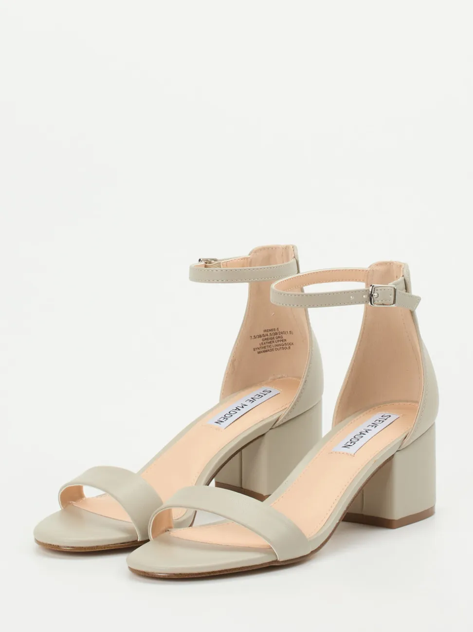 Steve Madden – Sandalette aus Kalbleder in Beigegrau