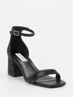 Steve Madden – Sandaletten aus Metallicleder Schwarz