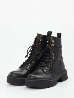 Steve Madden – Schnürboots aus Leder in Schwarz
