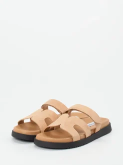 Steve Madden – Slides aus Veloursleder beige
