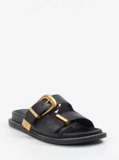 Steve Madden – Slides aus Synthetikleder Schwarz Gold