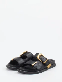 Steve Madden – Slides aus Synthetikleder Schwarz Gold
