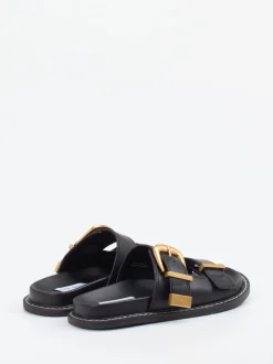 Steve Madden – Slides aus Synthetikleder Schwarz Gold
