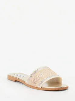 Steve Madden – Slides aus Textil mit Glitzerbesatz