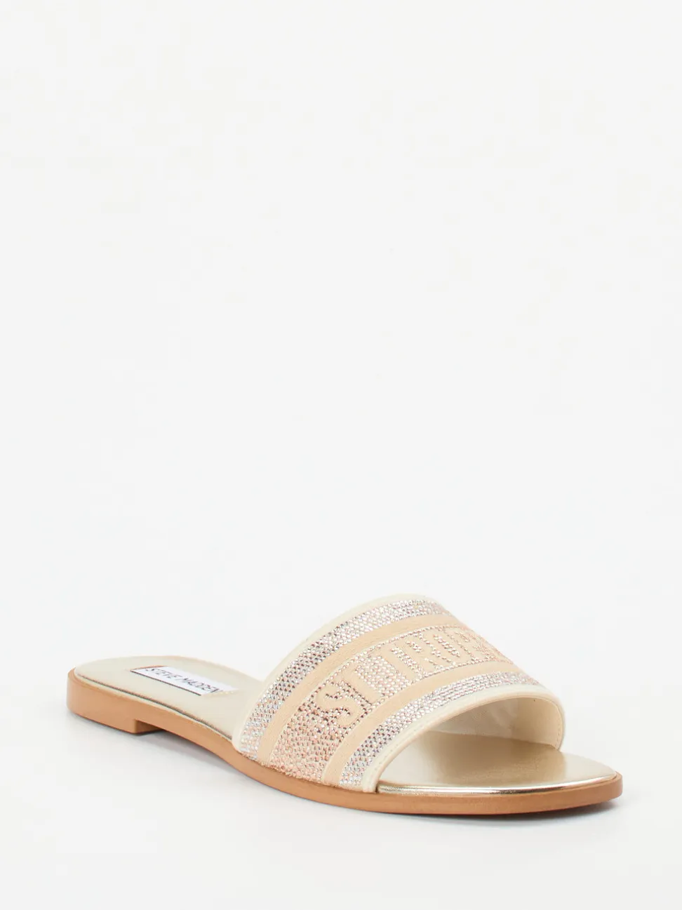 Steve Madden – Slides aus Textil mit Glitzerbesatz