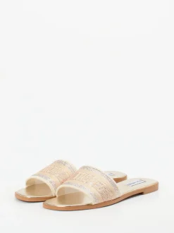 Steve Madden – Slides aus Textil mit Glitzerbesatz