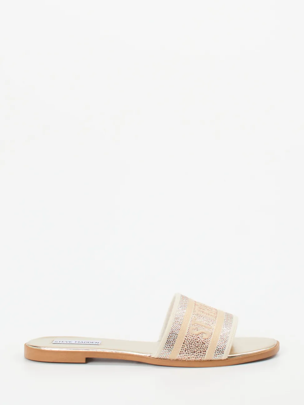 Steve Madden – Slides aus Textil mit Glitzerbesatz