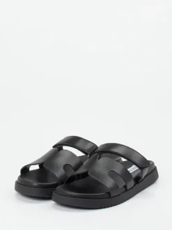 Steve Madden – Slides aus Kalbleder schwarz