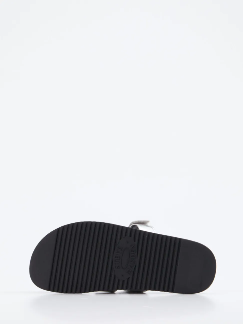 Steve Madden – Slides aus Synthetikleder in Silber