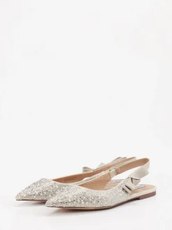 Steve Madden – Slingback-Ballerinas aus Textil in Silber