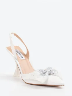Steve Madden – Slingpumps aus Textil in Satinoptik Weiß
