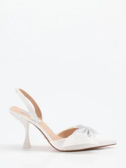 Steve Madden – Slingpumps aus Textil in Satinoptik Weiß