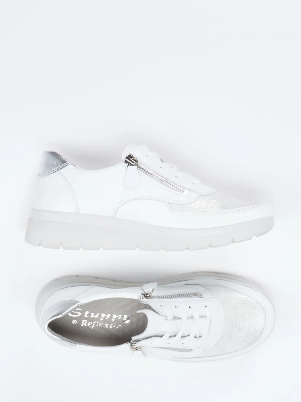 Stuppy – Komfort-Sneaker aus Stretch und Glattleder Weiß