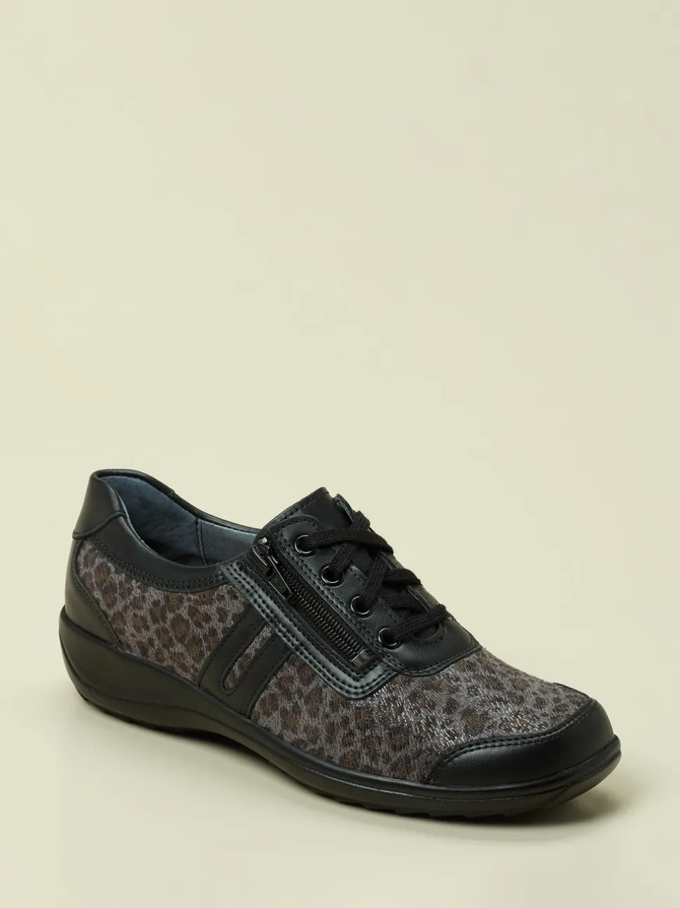 Stuppy – Komfort-Sneaker aus Kalbleder und Textil anthrazit
